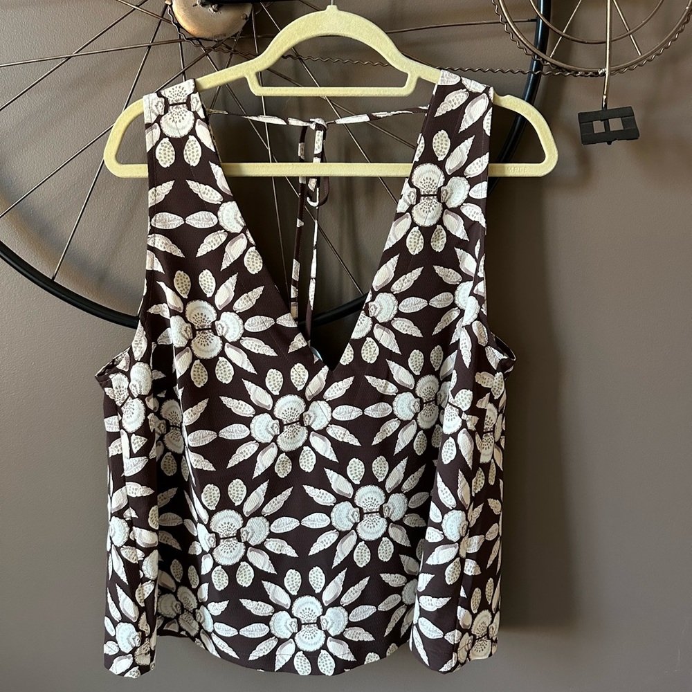 Hill House Brown and White Shell Patterned Blouse - NWT!!! - size L